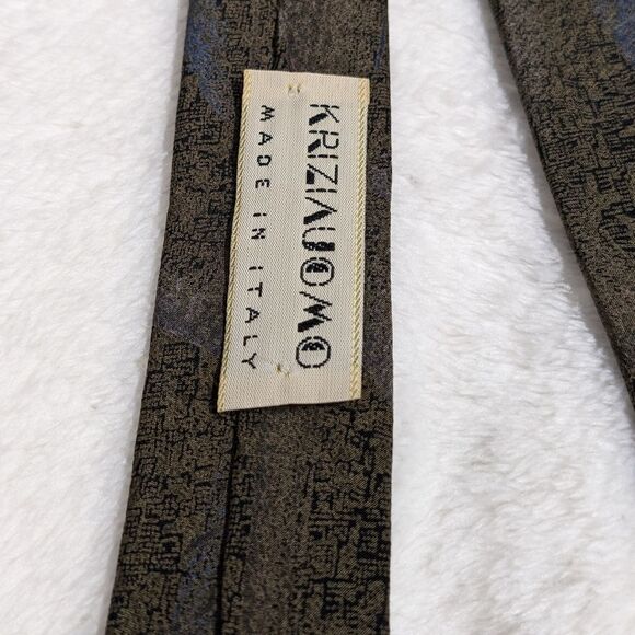 Vintage Men's "Krizia Uomo" Neutral Grey Understated Silk Tie Made in Italy - Picture 9 of 13
